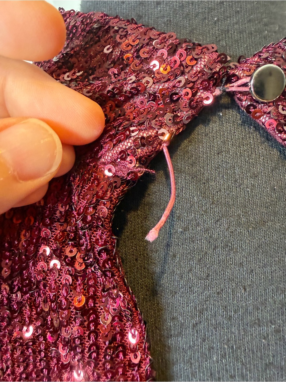 Cable & Gauge Burgundy Sequined  Women's Sequin Mock Neck Shift Dress Size XL - Picture 8 of 10